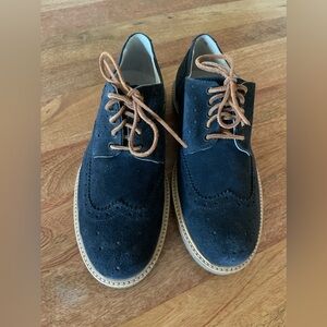 Ask The Missus Mens Navy Blue Suede Oxford Dress Shoes Size 8 New